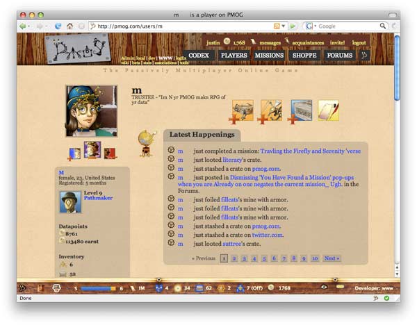 PMOG Player Profile May 2008